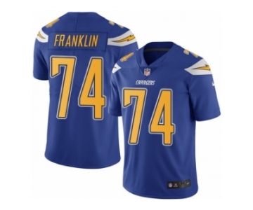 Men's Nike San Diego Chargers #74 Orlando Franklin Limited Electric Blue Rush NFL Jersey