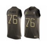 Men's Nike San Diego Chargers #76 D.J. Fluker Limited Green Salute to Service Tank Top NFL Jersey