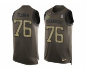 Men's Nike San Diego Chargers #76 D.J. Fluker Limited Green Salute to Service Tank Top NFL Jersey