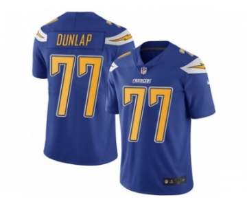 Men's Nike San Diego Chargers #77 King Dunlap Limited Electric Blue Rush NFL Jersey