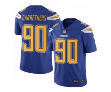 Men's Nike San Diego Chargers #90 Ryan Carrethers Limited Electric Blue Rush NFL Jersey