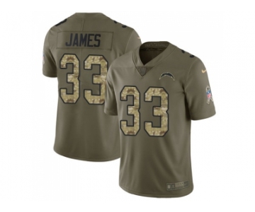 Nike Los Angeles Chargers #33 Derwin James Olive Camo Men Stitched NFL Limited 2017 Salute To Service Jersey