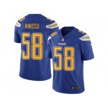 Nike Los Angeles Chargers #58 Uchenna Nwosu Electric Blue Men Stitched NFL Limited Rush Jersey