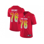 Nike Los Angeles Chargers #76 Russell Okung Red Men Stitched NFL Limited AFC 2018 Pro Bowl Jersey