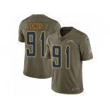 Nike Los Angeles Chargers #91 Justin Jones Olive Men Stitched NFL Limited 2017 Salute To Service Jersey