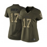 Women's Los Angeles Chargers #17 Philip Rivers  Limited Green Salute to Service Football Jersey