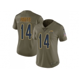 Women Nike Los Angeles Chargers #14 Dan Fouts Olive Stitched NFL Limited 2017 Salute to Service Jersey