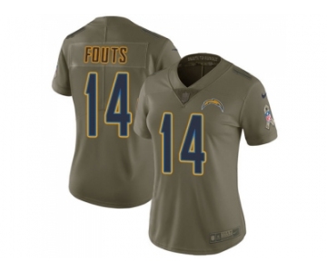 Women Nike Los Angeles Chargers #14 Dan Fouts Olive Stitched NFL Limited 2017 Salute to Service Jersey