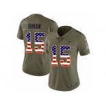 Women Nike Los Angeles Chargers #15 Dontrelle Inman Limited Olive USA Flag 2017 Salute to Service NFL Jersey