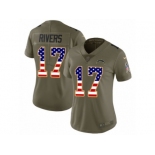 Women Nike Los Angeles Chargers #17 Philip Rivers Limited Olive USA Flag 2017 Salute to Service NFL Jersey