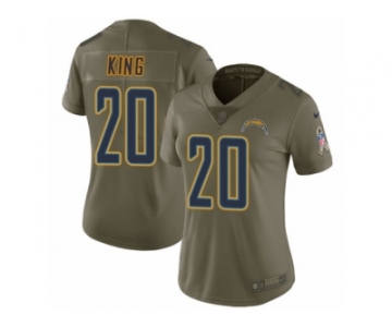 Women Nike Los Angeles Chargers #20 Desmond King Limited Olive 2017 Salute to Service NFL Jersey