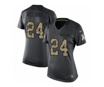 Women Nike Los Angeles Chargers #24 Trevor Williams Limited Black 2016 Salute to Service NFL Jersey