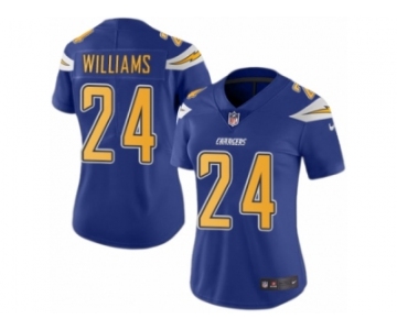 Women Nike Los Angeles Chargers #24 Trevor Williams Limited Electric Blue Rush Vapor Untouchable NFL Jersey