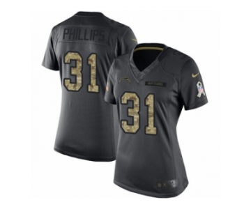 Women Nike Los Angeles Chargers #31 Adrian Phillips Limited Black 2016 Salute to Service NFL Jersey