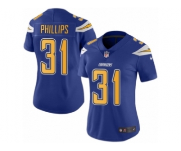 Women Nike Los Angeles Chargers #31 Adrian Phillips Limited Electric Blue Rush Vapor Untouchable NFL Jersey