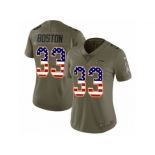 Women Nike Los Angeles Chargers #33 Tre Boston Limited Olive USA Flag 2017 Salute to Service NFL Jersey