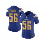 Women Nike Los Angeles Chargers #56 Korey Toomer Limited Electric Blue Rush Vapor Untouchable NFL Jersey