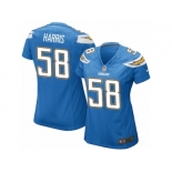 Women Nike Los Angeles Chargers #58 Nigel Harris Game Electric Blue Alternate NFL Jersey