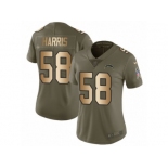 Women Nike Los Angeles Chargers #58 Nigel Harris Limited Olive Gold 2017 Salute to Service NFL Jersey