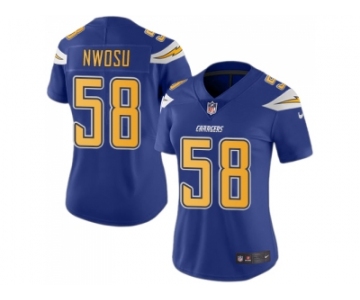 Women Nike Los Angeles Chargers #58 Uchenna Nwosu Electric Blue Stitched NFL Limited Rush Jersey