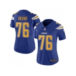 Women Nike Los Angeles Chargers #76 Russell Okung Electric Blue Stitched NFL Limited Rush Jersey