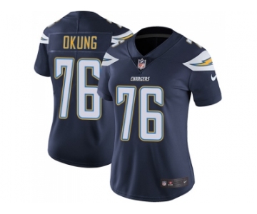 Women Nike Los Angeles Chargers #76 Russell Okung Navy Blue Team Color Stitched NFL Vapor Untouchable Limited Jersey