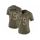 Women Nike Los Angeles Chargers #79 Kenny Wiggins Limited Olive Camo 2017 Salute to Service NFL Jersey