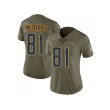 Women Nike Los Angeles Chargers #81 Mike Williams Olive Stitched NFL Limited 2017 Salute to Service Jersey