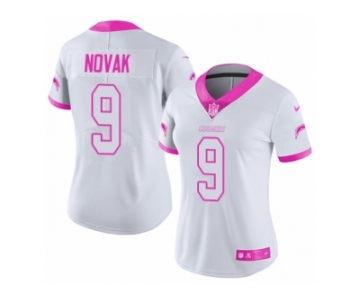 Women Nike Los Angeles Chargers #9 Nick Novak Limited White Pink Rush Fashion NFL Jersey