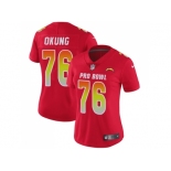 Women Nike Los Angeles Chargers#76 Russell Okung Red Stitched NFL Limited AFC 2018 Pro Bowl Jersey