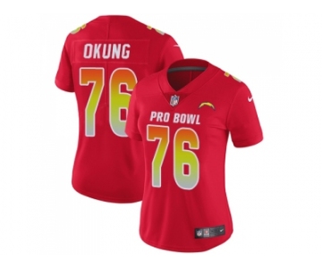 Women Nike Los Angeles Chargers#76 Russell Okung Red Stitched NFL Limited AFC 2018 Pro Bowl Jersey