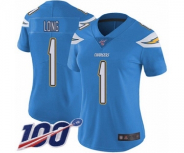 Women's Los Angeles Chargers #1 Ty Long Electric Blue Alternate Vapor Untouchable Limited Player 100th Season Football Jersey