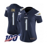 Women's Los Angeles Chargers #1 Ty Long Navy Blue Team Color Vapor Untouchable Limited Player 100th Season Football Jersey