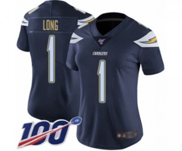 Women's Los Angeles Chargers #1 Ty Long Navy Blue Team Color Vapor Untouchable Limited Player 100th Season Football Jersey