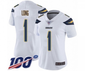 Women's Los Angeles Chargers #1 Ty Long White Vapor Untouchable Limited Player 100th Season Football Jersey