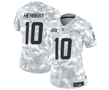 Women's Los Angeles Chargers #10 Justin Herbert 2024 F.U.S.E Arctic Camo Salute To Service Limited Stitched Football Jersey