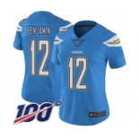 Women's Los Angeles Chargers #12 Travis Benjamin Electric Blue Alternate Vapor Untouchable Limited Player 100th Season Football Jersey