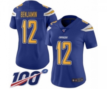 Women's Los Angeles Chargers #12 Travis Benjamin Limited Electric Blue Rush Vapor Untouchable 100th Season Football Jersey