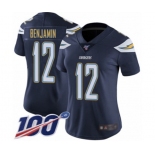 Women's Los Angeles Chargers #12 Travis Benjamin Navy Blue Team Color Vapor Untouchable Limited Player 100th Season Football Jersey