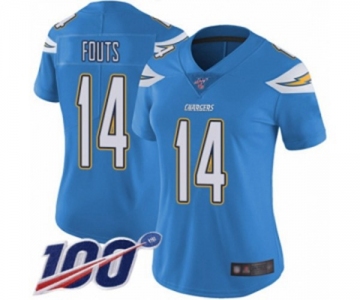 Women's Los Angeles Chargers #14 Dan Fouts Electric Blue Alternate Vapor Untouchable Limited Player 100th Season Football Jersey