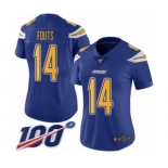 Women's Los Angeles Chargers #14 Dan Fouts Limited Electric Blue Rush Vapor Untouchable 100th Season Football Jersey