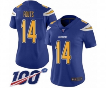 Women's Los Angeles Chargers #14 Dan Fouts Limited Electric Blue Rush Vapor Untouchable 100th Season Football Jersey