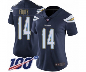 Women's Los Angeles Chargers #14 Dan Fouts Navy Blue Team Color Vapor Untouchable Limited Player 100th Season Football Jersey