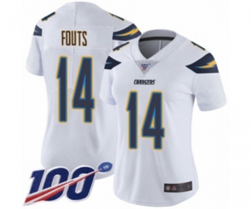 Women's Los Angeles Chargers #14 Dan Fouts White Vapor Untouchable Limited Player 100th Season Football Jersey