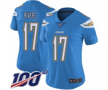 Women's Los Angeles Chargers #17 Philip Rivers Electric Blue Alternate Vapor Untouchable Limited Player 100th Season Football Jersey