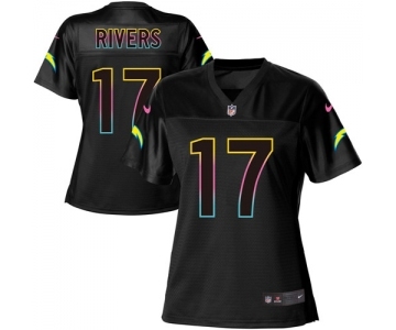 Women's Los Angeles Chargers #17 Philip Rivers Game Black Fashion Football Jersey