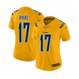 Women's Los Angeles Chargers #17 Philip Rivers Limited Gold Inverted Legend Football Jersey