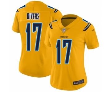 Women's Los Angeles Chargers #17 Philip Rivers Limited Gold Inverted Legend Football Jersey