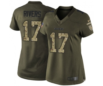 Women's Los Angeles Chargers #17 Philip Rivers  Limited Green Salute to Service Football Jersey