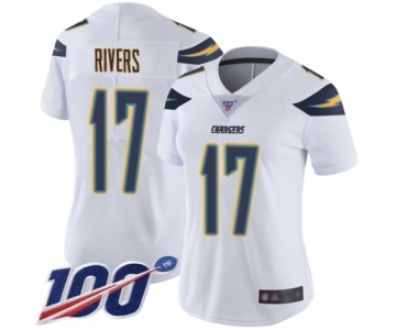 Women's Los Angeles Chargers #17 Philip Rivers White Vapor Untouchable Limited Player 100th Season Football Jersey